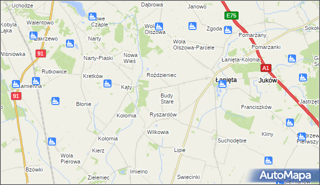 mapa Budy Stare gmina Łanięta, Budy Stare gmina Łanięta na mapie Targeo