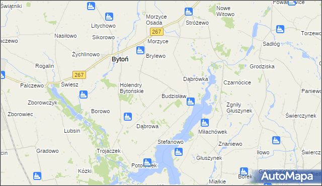 mapa Budzisław gmina Bytoń, Budzisław gmina Bytoń na mapie Targeo