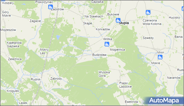 mapa Budzisław gmina Słupia Konecka, Budzisław gmina Słupia Konecka na mapie Targeo