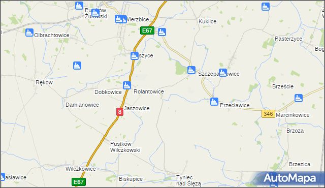mapa Budziszów gmina Kobierzyce, Budziszów gmina Kobierzyce na mapie Targeo