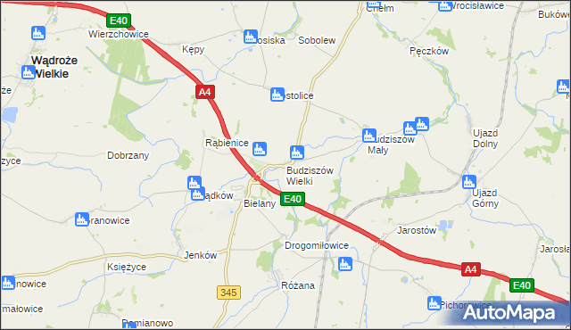 mapa Budziszów Wielki, Budziszów Wielki na mapie Targeo