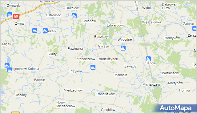 mapa Budziszynek, Budziszynek na mapie Targeo
