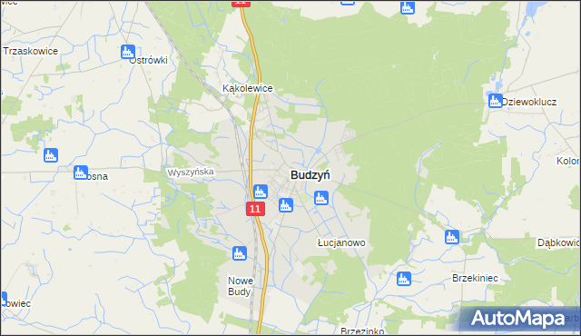 mapa Budzyń powiat chodzieski, Budzyń powiat chodzieski na mapie Targeo