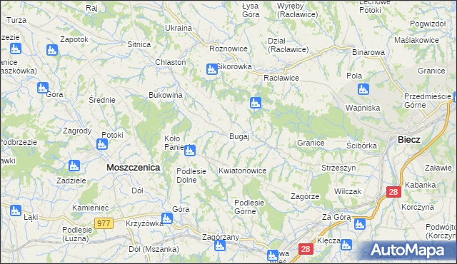 mapa Bugaj gmina Biecz, Bugaj gmina Biecz na mapie Targeo