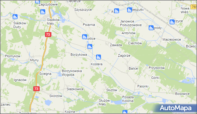 mapa Bugaj gmina Gnojno, Bugaj gmina Gnojno na mapie Targeo