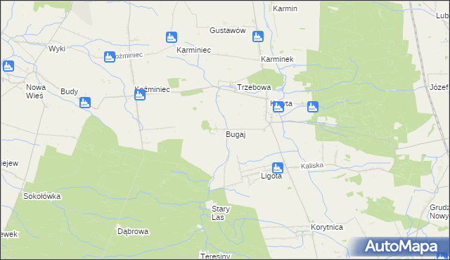 mapa Bugaj gmina Raszków, Bugaj gmina Raszków na mapie Targeo