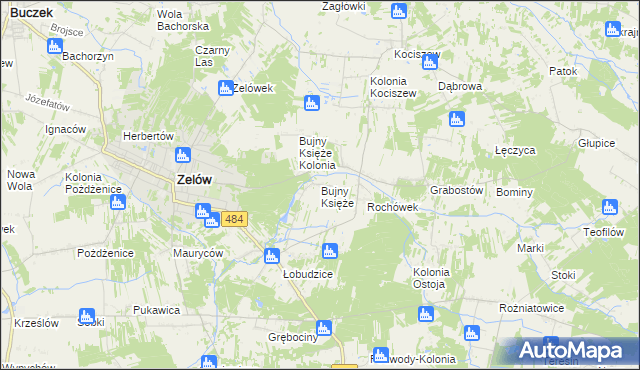 mapa Bujny Księże, Bujny Księże na mapie Targeo