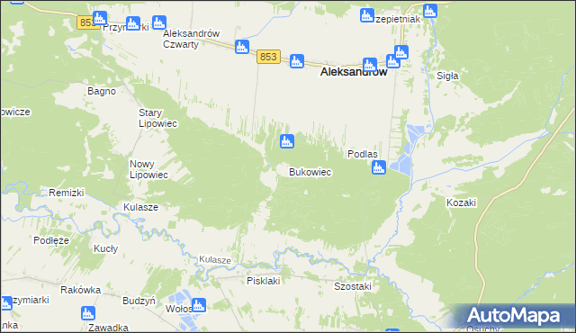 mapa Bukowiec gmina Aleksandrów, Bukowiec gmina Aleksandrów na mapie Targeo
