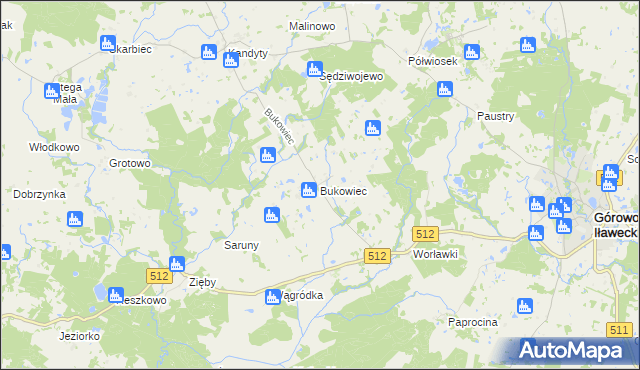 mapa Bukowiec gmina Górowo Iławeckie, Bukowiec gmina Górowo Iławeckie na mapie Targeo