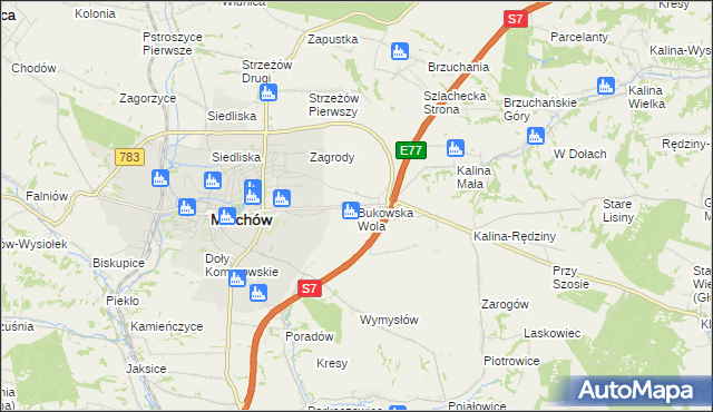 mapa Bukowska Wola, Bukowska Wola na mapie Targeo