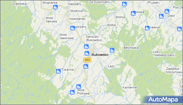 mapa Bukowsko, Bukowsko na mapie Targeo