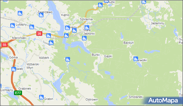 mapa Buńki, Buńki na mapie Targeo