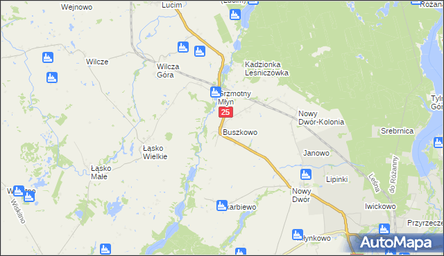 mapa Buszkowo gmina Koronowo, Buszkowo gmina Koronowo na mapie Targeo