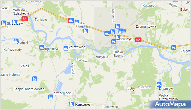 mapa Bużyska, Bużyska na mapie Targeo