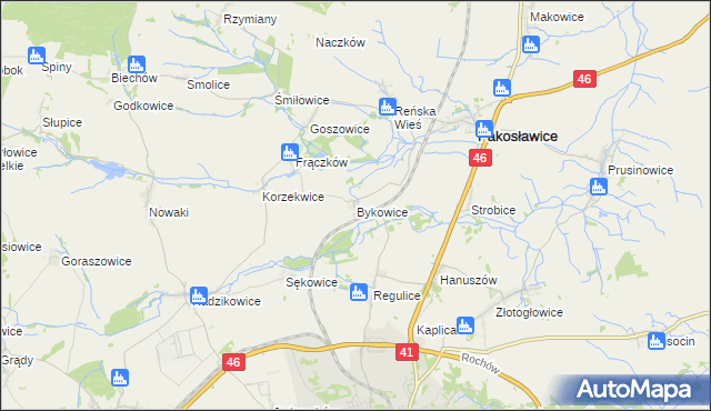 mapa Bykowice, Bykowice na mapie Targeo