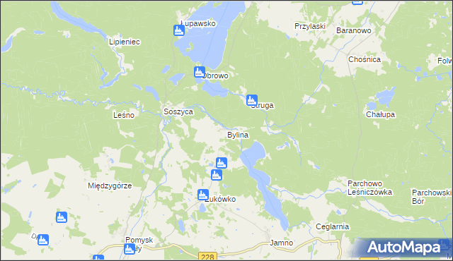 mapa Bylina gmina Parchowo, Bylina gmina Parchowo na mapie Targeo