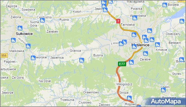 mapa Bysina, Bysina na mapie Targeo