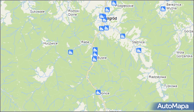 mapa Bystre gmina Baligród, Bystre gmina Baligród na mapie Targeo