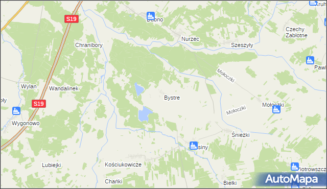 mapa Bystre gmina Boćki, Bystre gmina Boćki na mapie Targeo