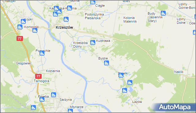mapa Bystre gmina Krzeszów, Bystre gmina Krzeszów na mapie Targeo