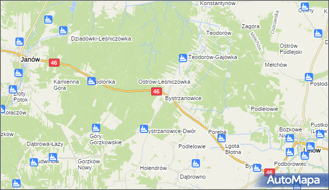 mapa Bystrzanowice, Bystrzanowice na mapie Targeo