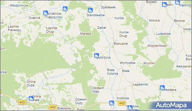 mapa Bystrzyca gmina Grodziec, Bystrzyca gmina Grodziec na mapie Targeo