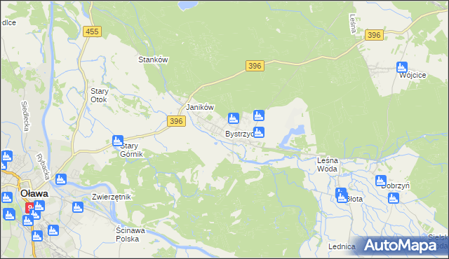 mapa Bystrzyca gmina Oława, Bystrzyca gmina Oława na mapie Targeo