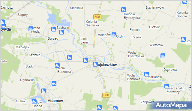 mapa Bystrzyca gmina Wojcieszków, Bystrzyca gmina Wojcieszków na mapie Targeo