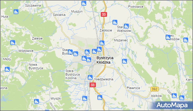 mapa Bystrzyca Kłodzka, Bystrzyca Kłodzka na mapie Targeo