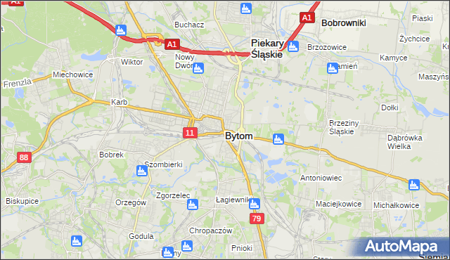 mapa Bytomia, Bytom na mapie Targeo