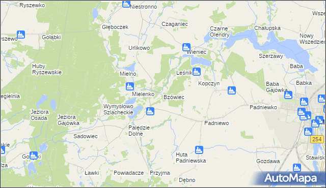 mapa Bzówiec, Bzówiec na mapie Targeo