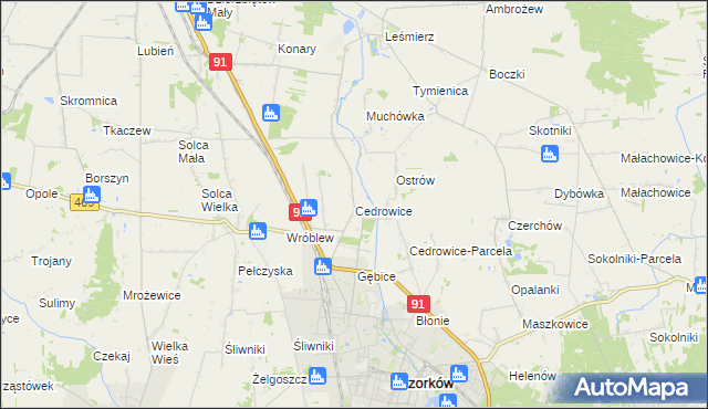 mapa Cedrowice, Cedrowice na mapie Targeo