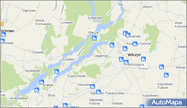 mapa Cegielnia gmina Wilczyn, Cegielnia gmina Wilczyn na mapie Targeo