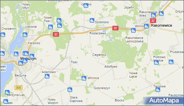 mapa Cegielsko, Cegielsko na mapie Targeo