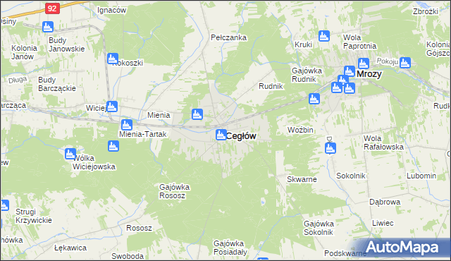 mapa Cegłów powiat miński, Cegłów powiat miński na mapie Targeo