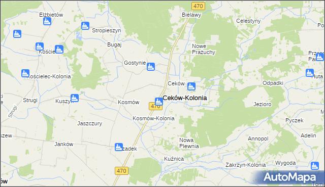 mapa Ceków-Kolonia, Ceków-Kolonia na mapie Targeo