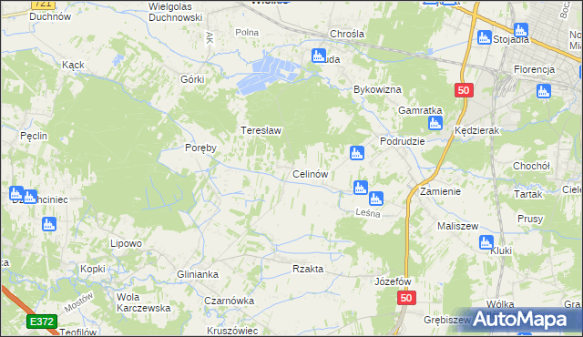 mapa Celinów gmina Dębe Wielkie, Celinów gmina Dębe Wielkie na mapie Targeo