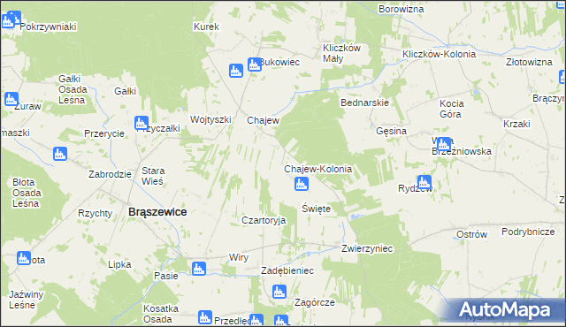mapa Chajew-Kolonia, Chajew-Kolonia na mapie Targeo