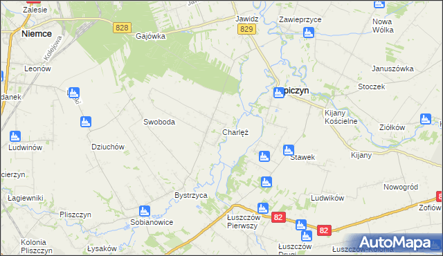 mapa Charlęż, Charlęż na mapie Targeo