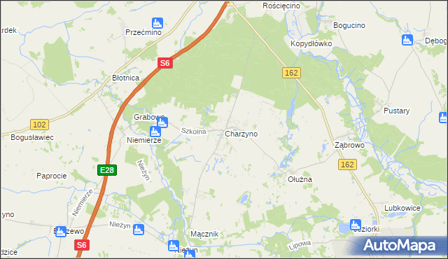 mapa Charzyno, Charzyno na mapie Targeo