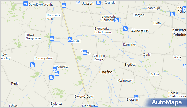 mapa Chąśno Drugie, Chąśno Drugie na mapie Targeo