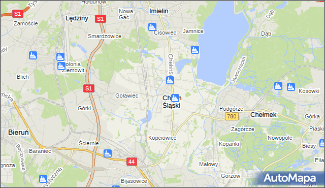 mapa Chełm Śląski, Chełm Śląski na mapie Targeo
