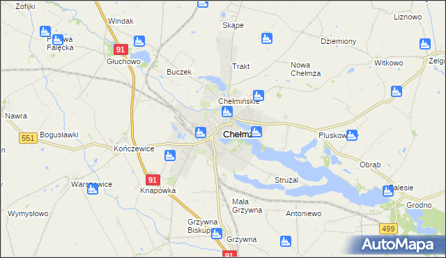 mapa Chełmża, Chełmża na mapie Targeo