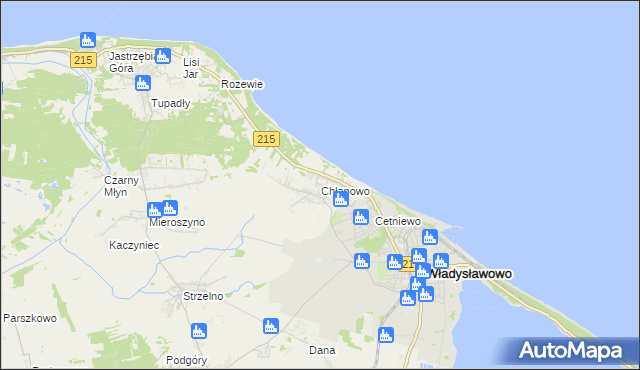 mapa Chłapowo gmina Władysławowo, Chłapowo gmina Władysławowo na mapie Targeo