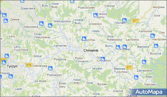 mapa Chmielnik powiat rzeszowski, Chmielnik powiat rzeszowski na mapie Targeo