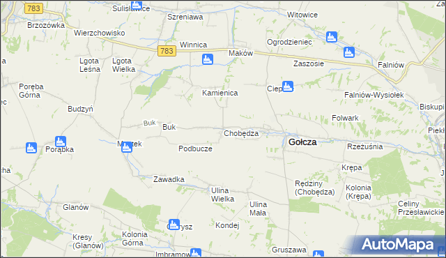 mapa Chobędza, Chobędza na mapie Targeo