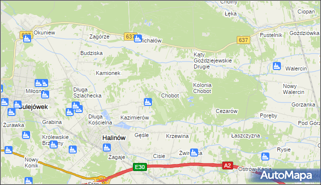mapa Chobot gmina Halinów, Chobot gmina Halinów na mapie Targeo