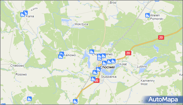 mapa Chociwel-Wieś, Chociwel-Wieś na mapie Targeo