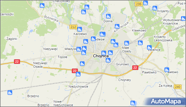 mapa Chojnic, Chojnice na mapie Targeo