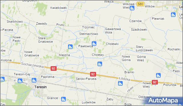 mapa Cholewy gmina Błonie, Cholewy gmina Błonie na mapie Targeo